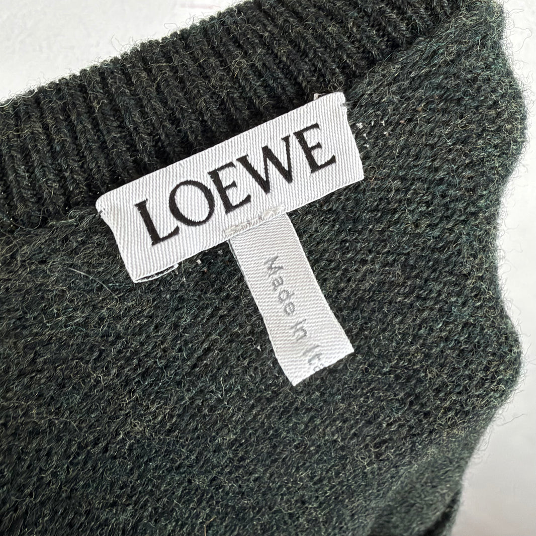 Loewe Backwards Logo Green Knit Sweater
