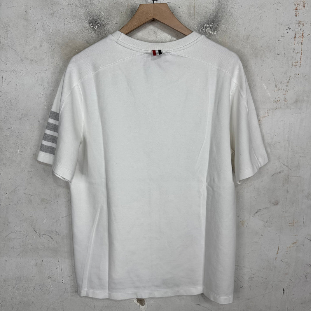 Thom Browne White Striped Sleeve T-Shirt