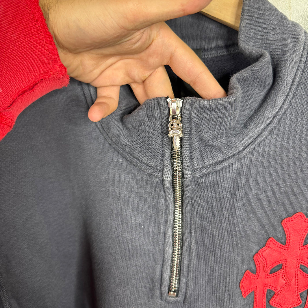 Chrome Hearts Navy Paperjam Quarter Zip