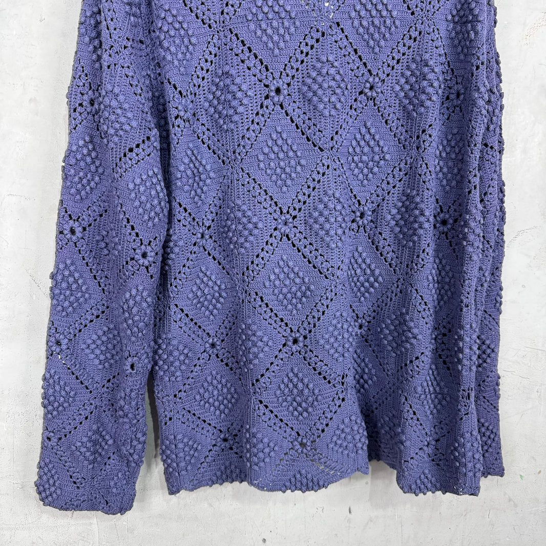 Bode Purple Crochet Shirt