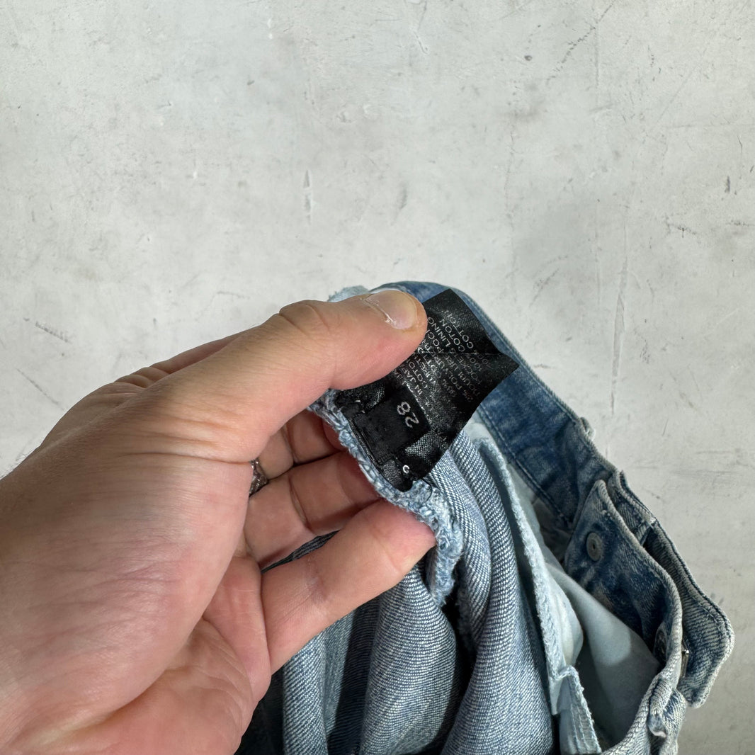 Balmain Light Wash Distressed Biker Jeans