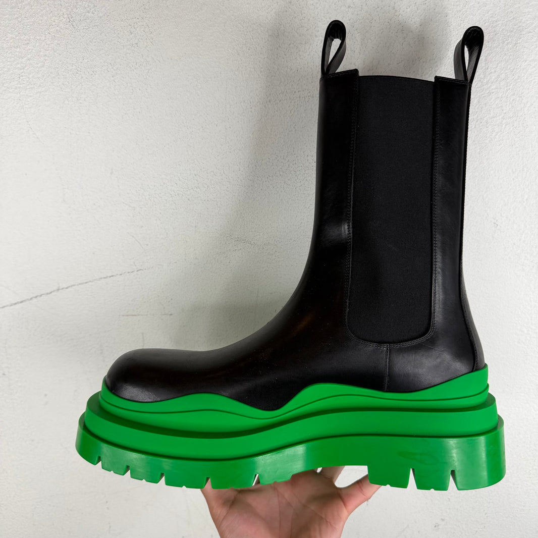 Bottega Veneta Green Tire Chelsea Lug Boots