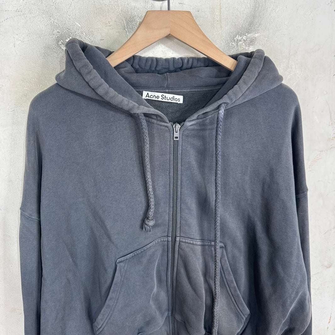 Acne Studios Grey Cropped Zip Up Hoodie