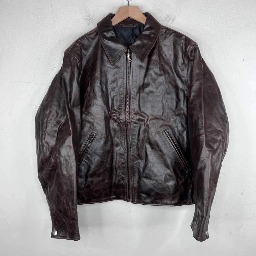 Stussy Brown Goat Leather Garage Jacket
