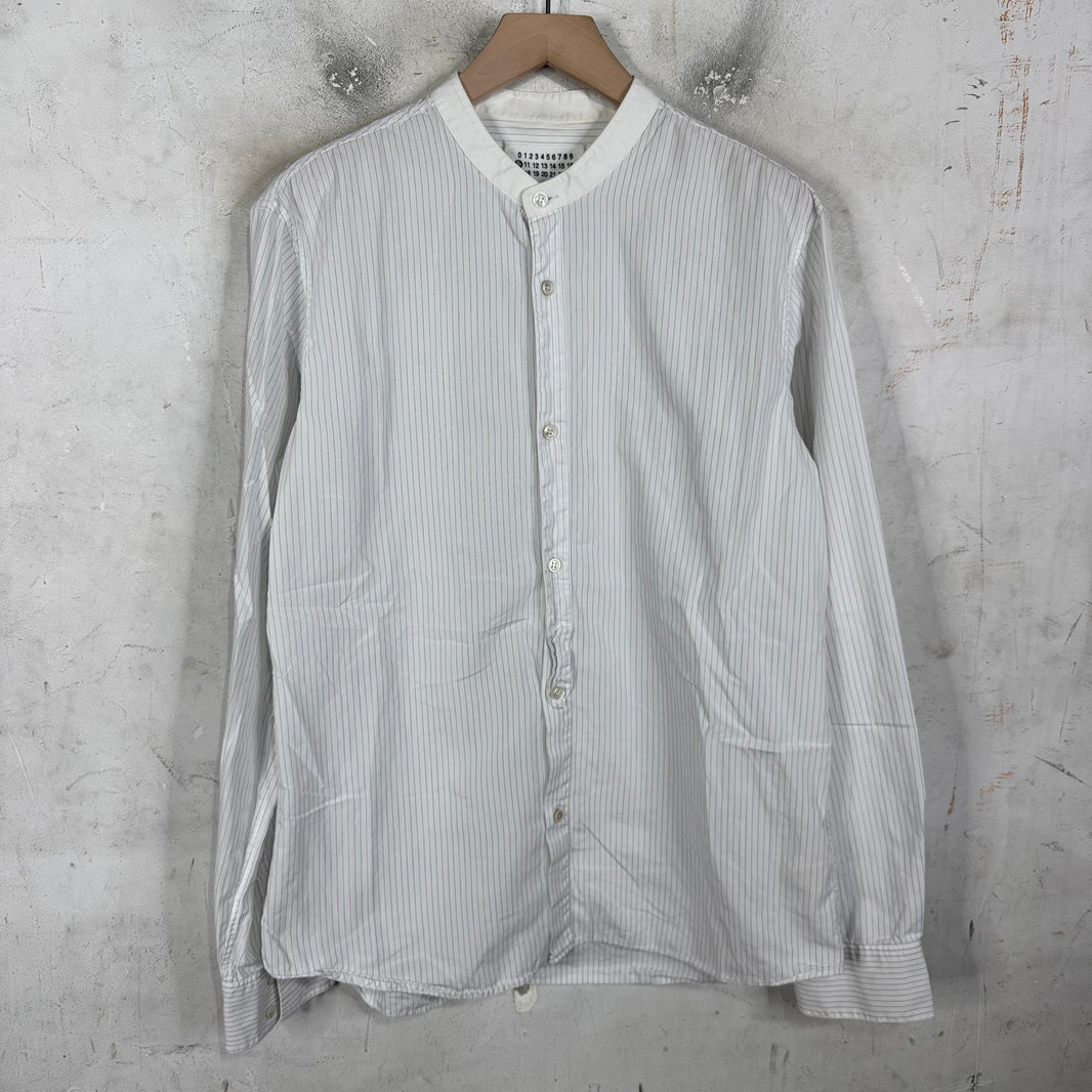 Margiela 00's Pinstriped Collarless Shirt