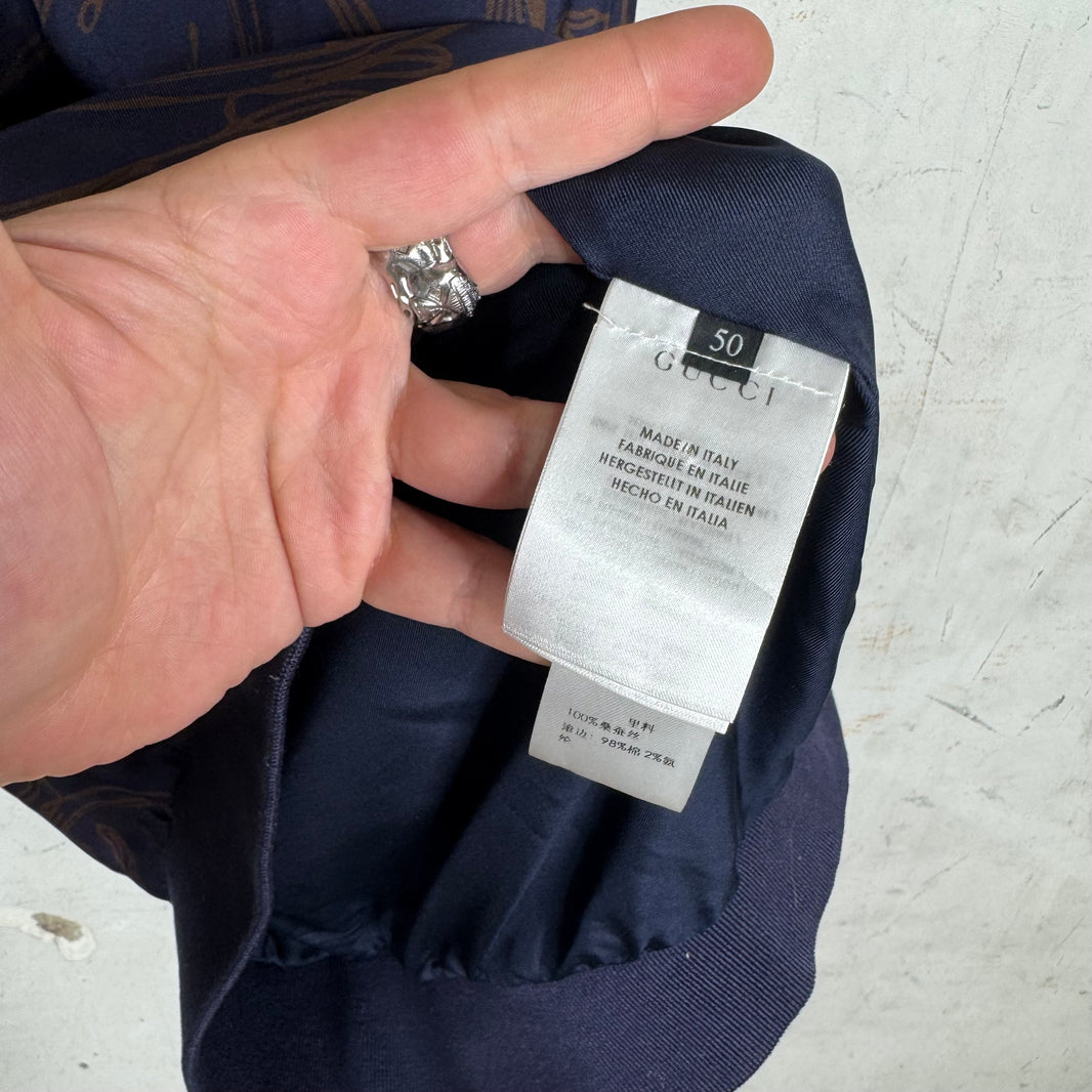 Gucci Silk Horse-Bit Bomber Jacket