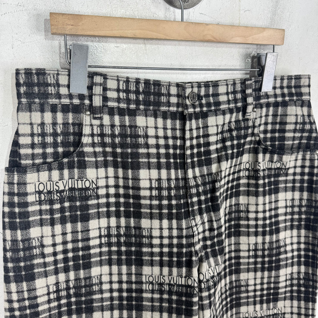 Louis Vuitton Plaid Type Logo Shorts