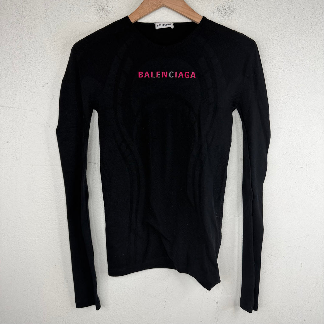 Balenciaga Pink Logo L/S Workout T-Shirt