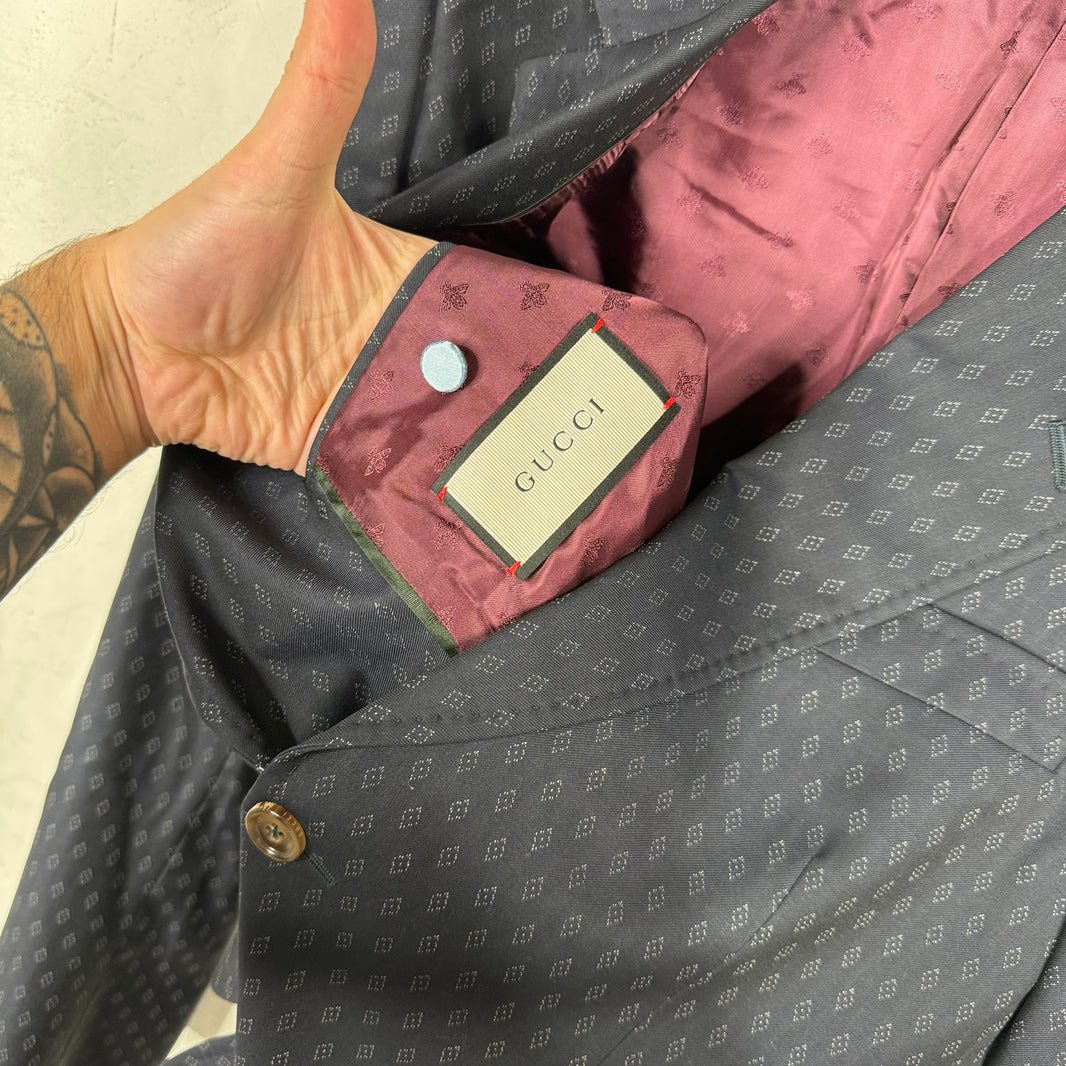 Gucci Diamond Weave Navy 2 Piece Suit Set