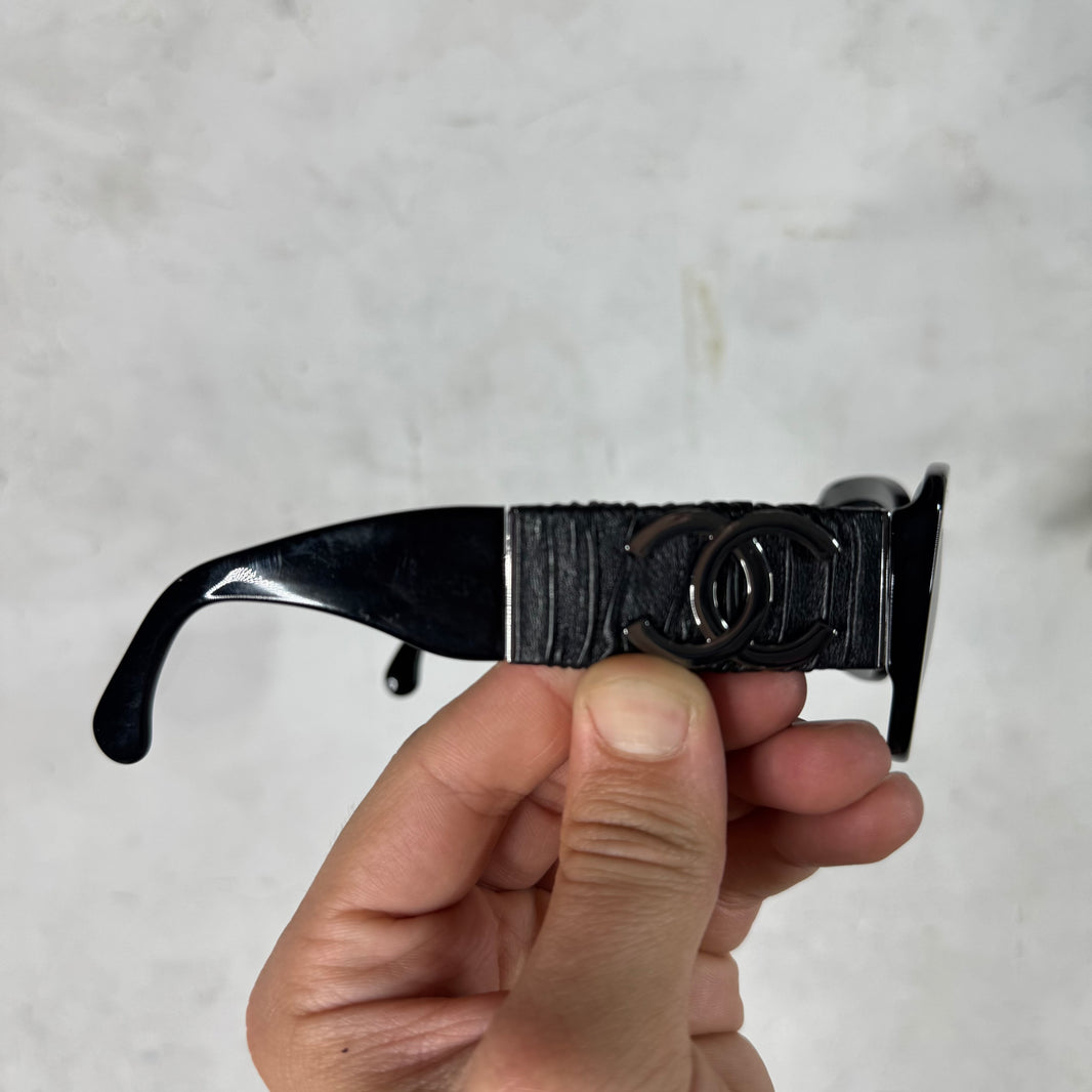 Chanel 5473-Q Scrunched Leather Sunglasses