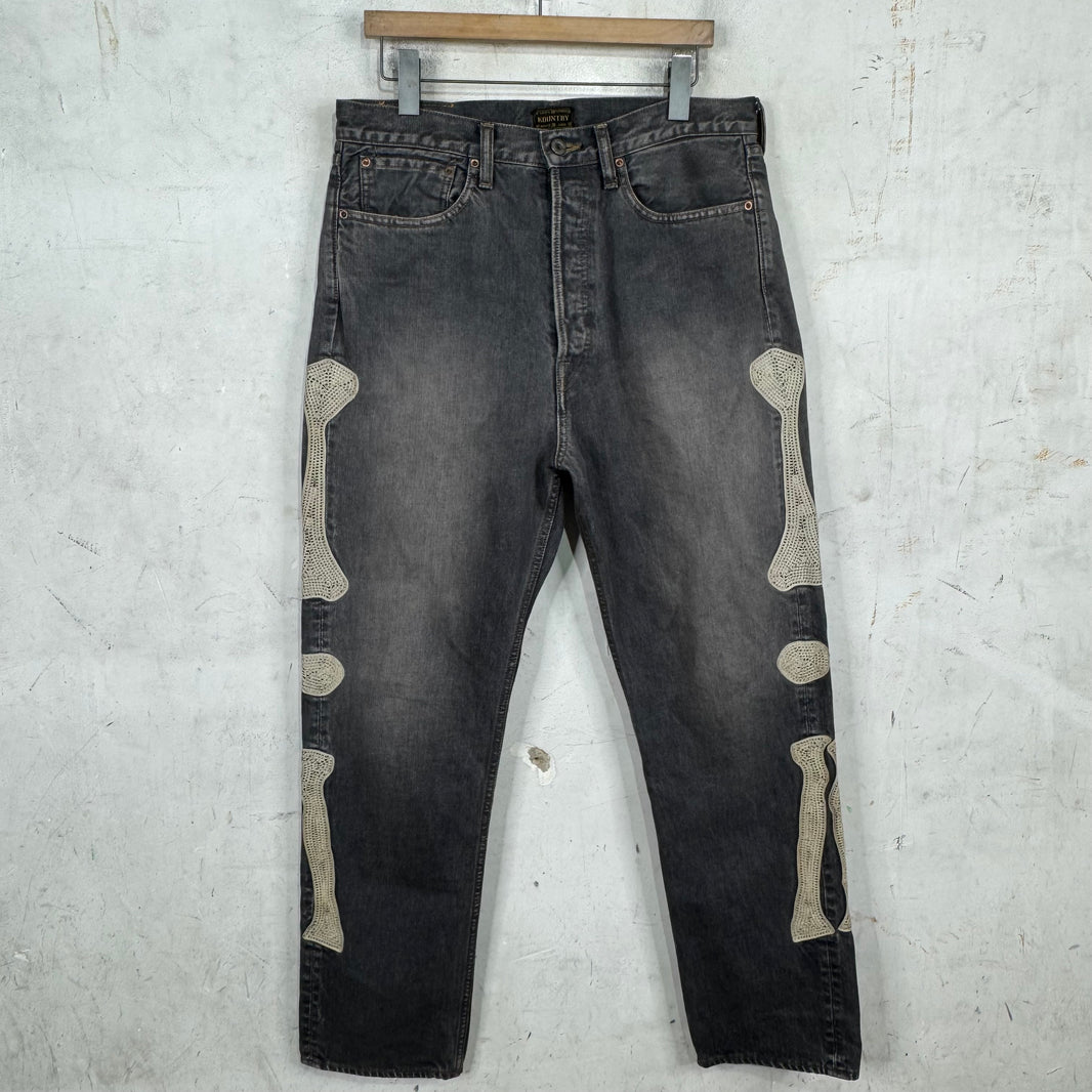 Kapital Charcoal Faded Bone Jeans