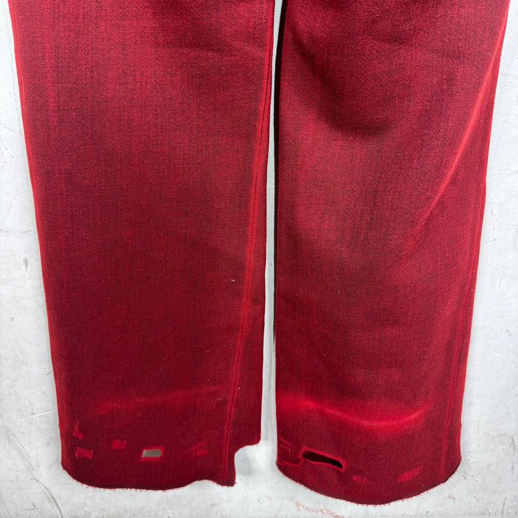 ERD Red Distressed Wool Trousers