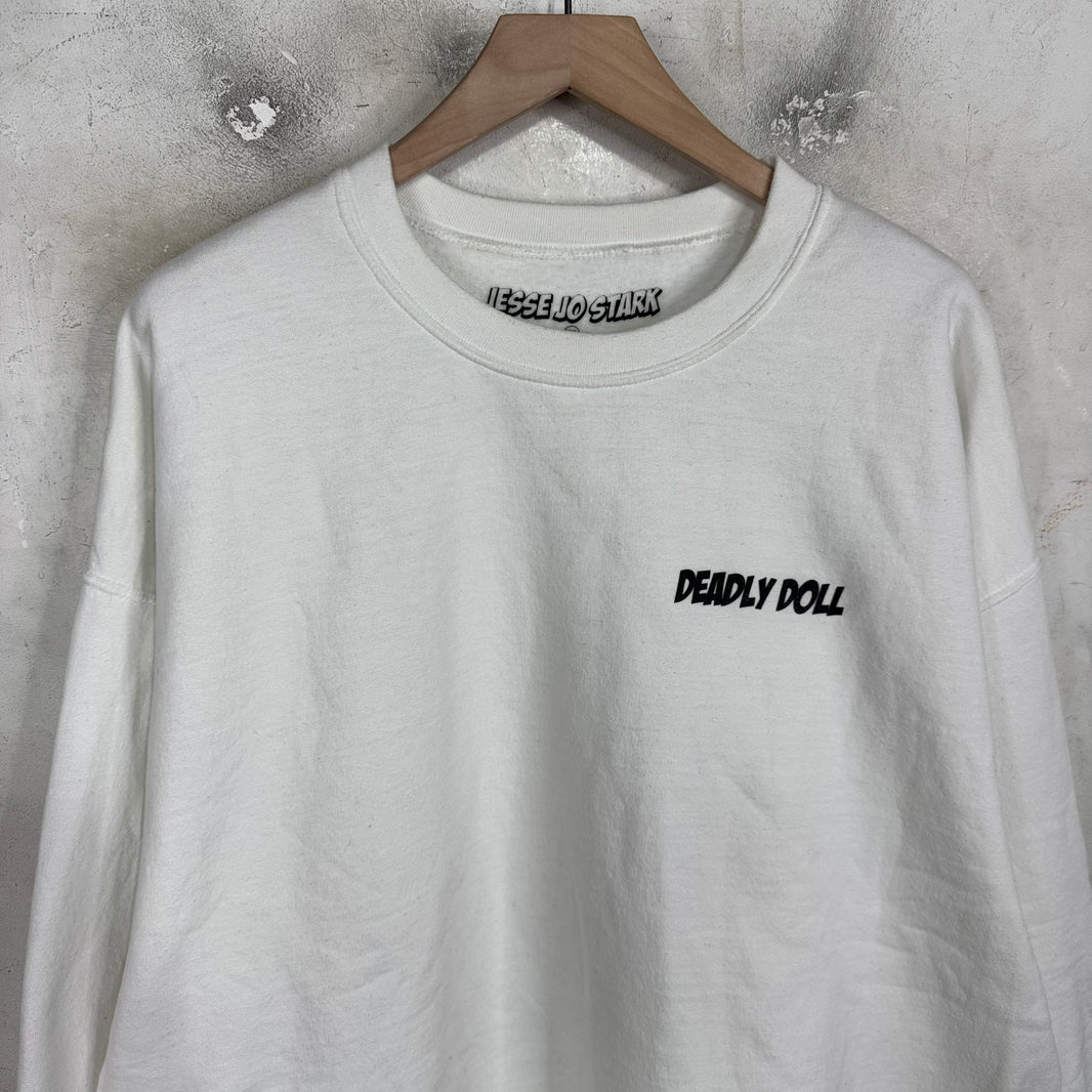 Deadly Doll White Comic Print Crewneck