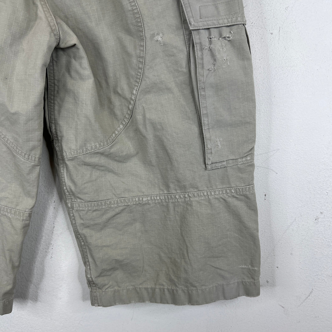 Balenciaga Beige Cropped Cargo Ripstop Long Shorts