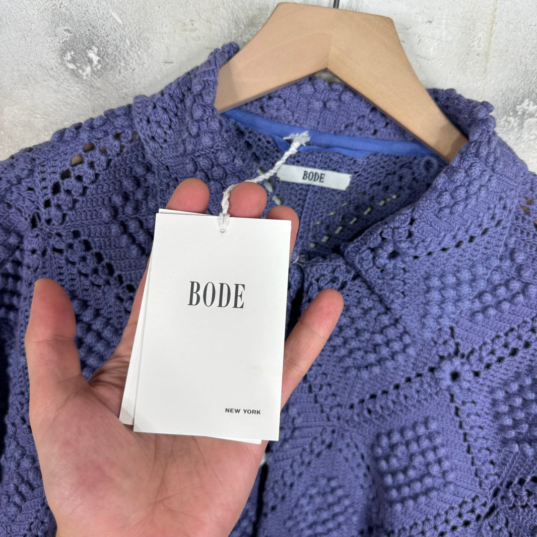 Bode Purple Crochet Shirt