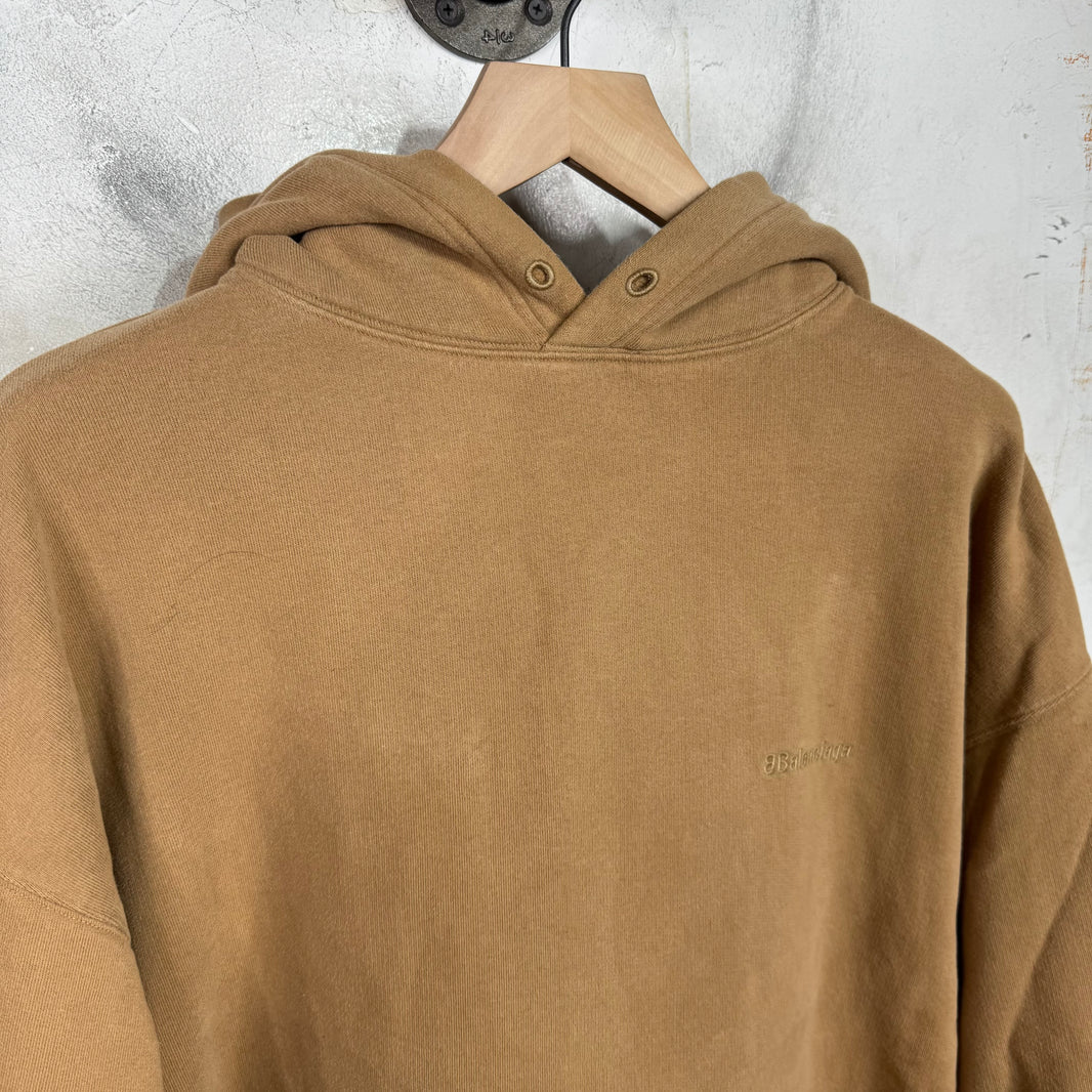 Balenciaga Embroidered Logo Brown Hoodie