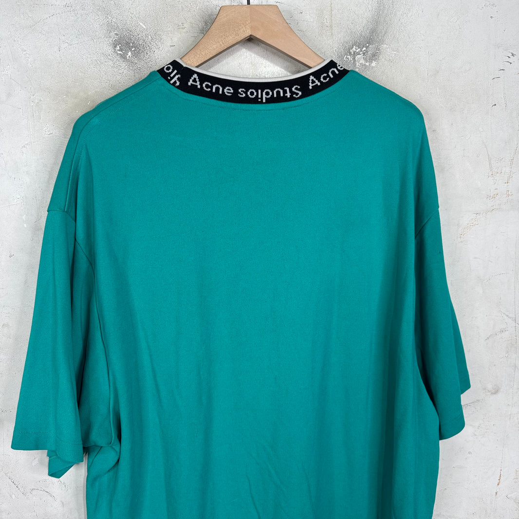 Acne Studios Teal Neck Logo T-Shirt