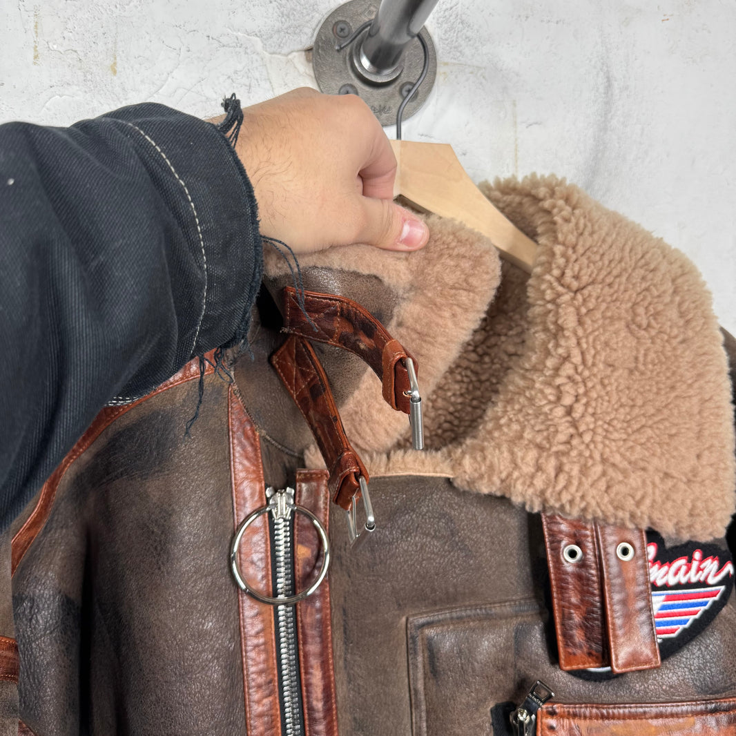 Balmain Leather Shearling Pilot Jacket