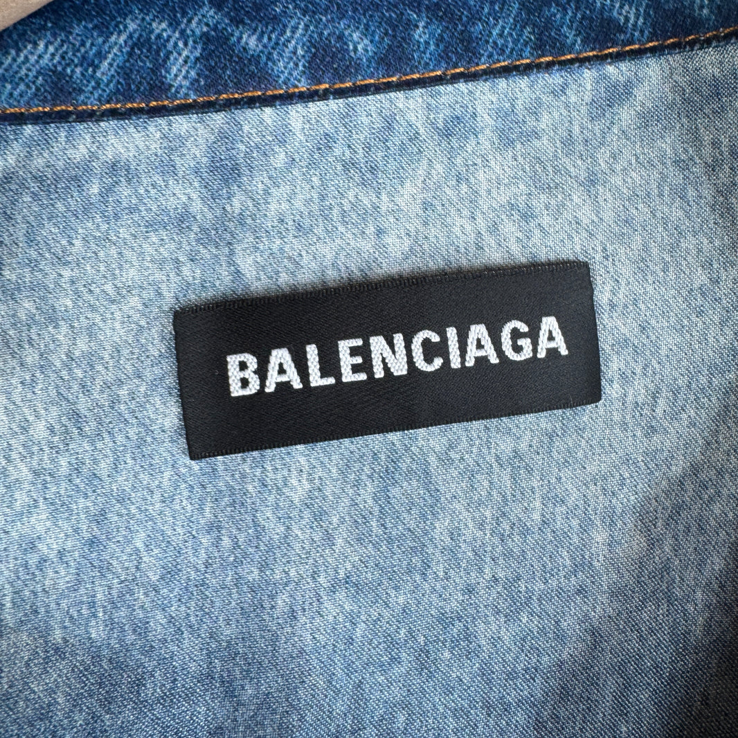 Balenciaga Tromp Viscose Button Up Denim Jacket