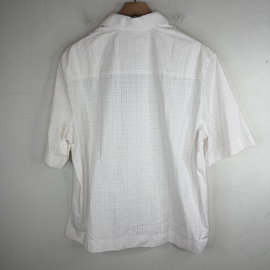 Givenchy White All Over Long Zip Up S/S Shirt