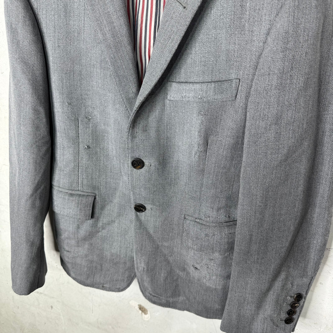 Thom Browne Grey Heavy Distressed Blazer Jacket