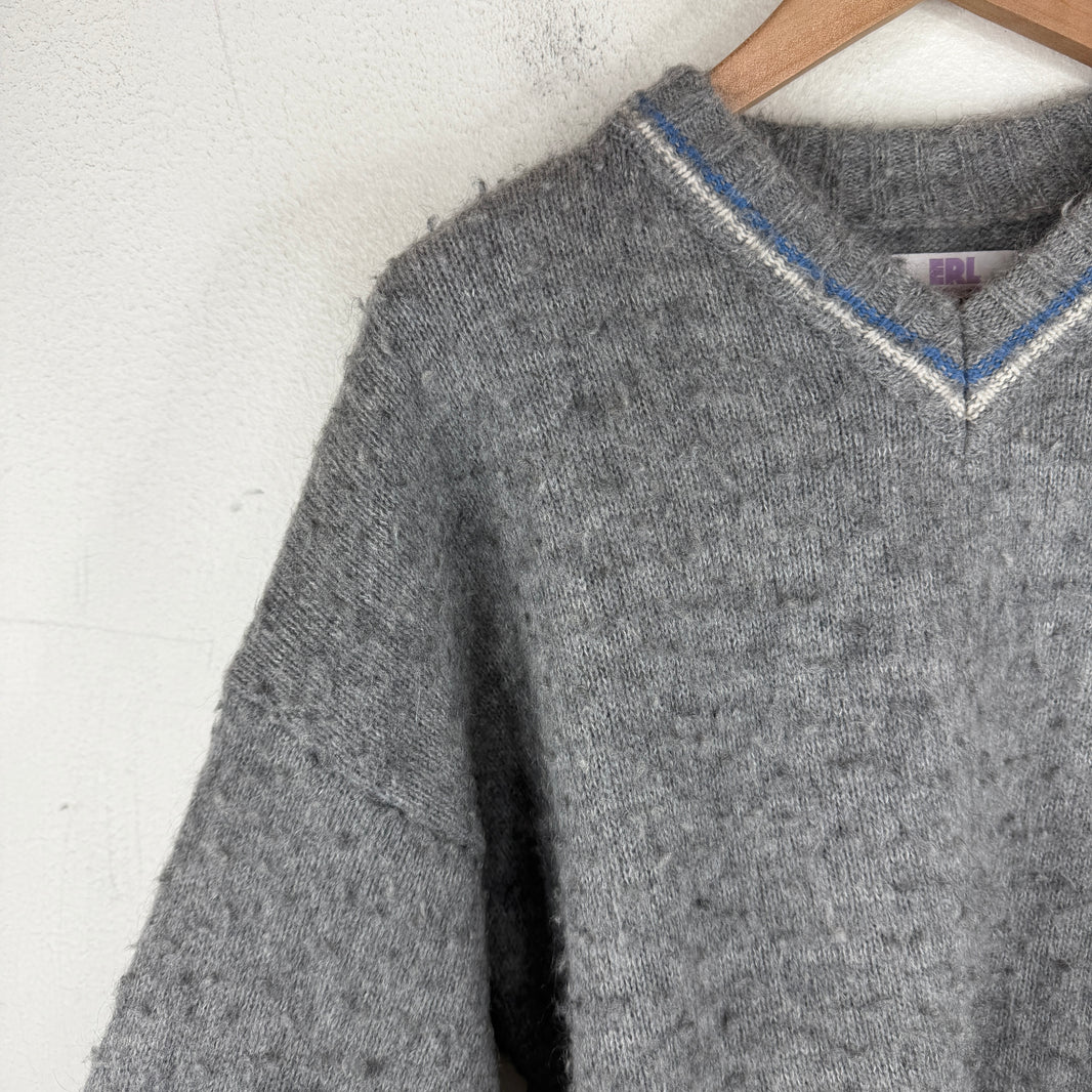 ERL Gray V-Neck Sweater
