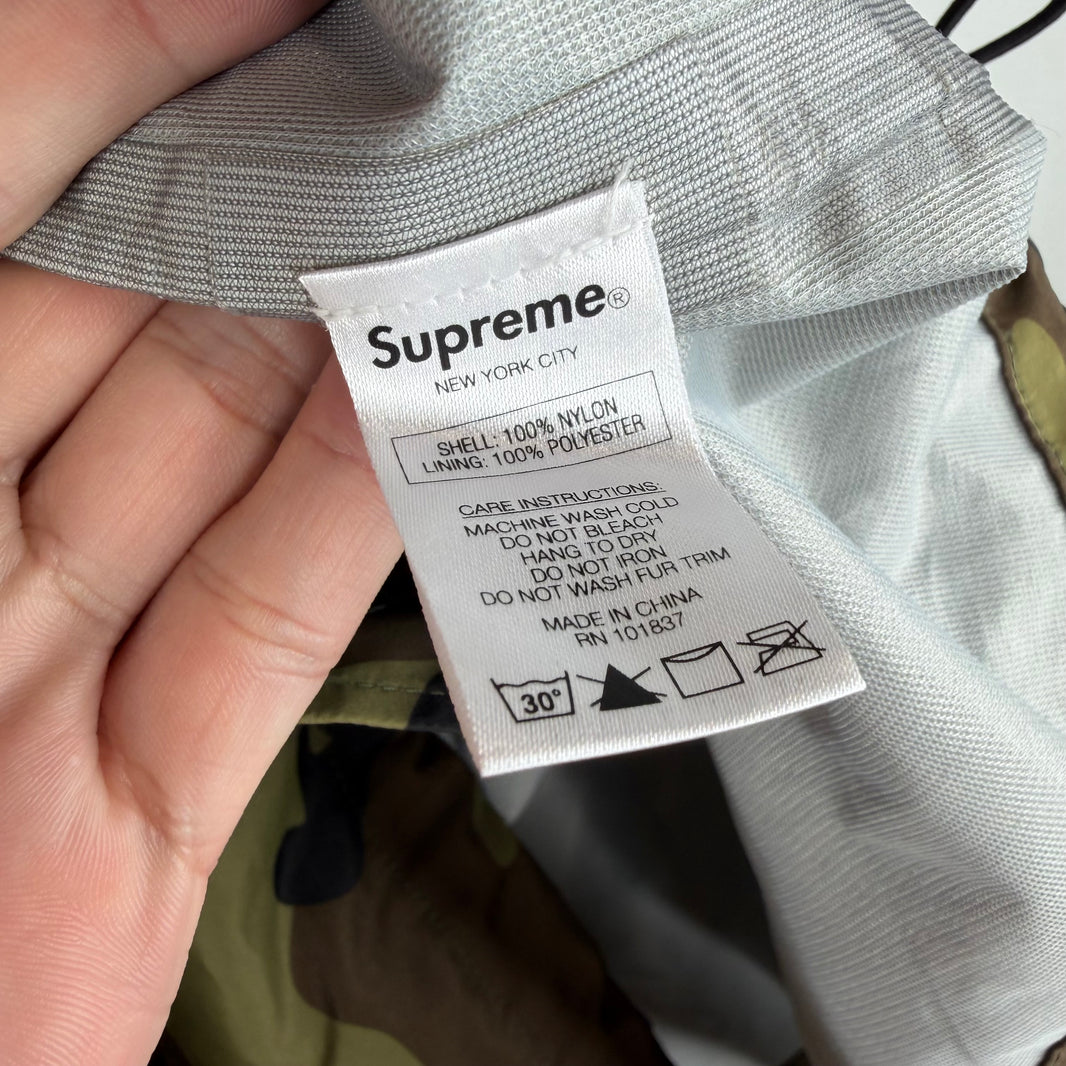 Supreme Fur Hood Camo Arabic Logo Shell Jacket