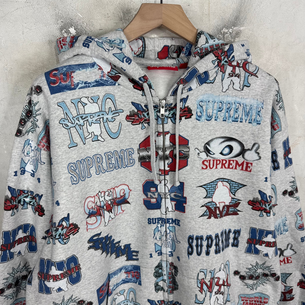 Supreme Multi Logo Zip Up Hoodie