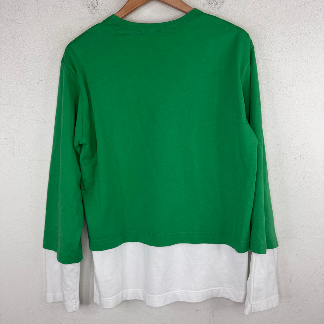 CDG Green/White Double Layer L/S T-Shirt