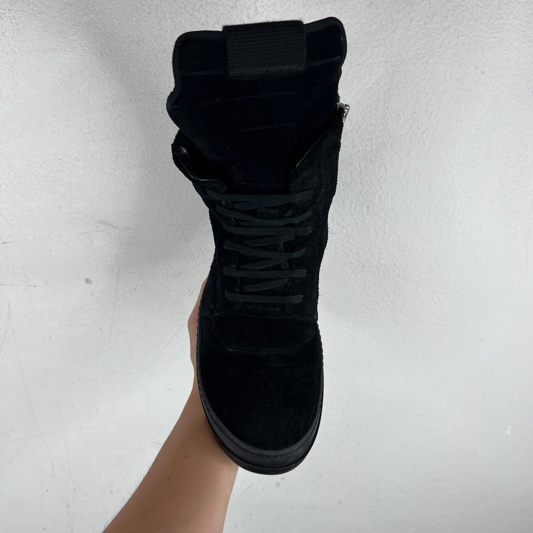 Rick Owens Triple Black Suede Geobaskets