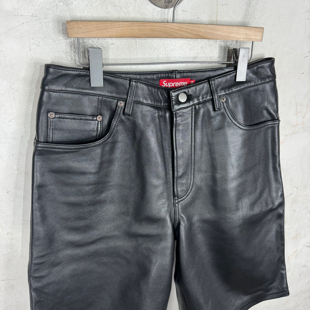 Supreme Logo Leather Shorts