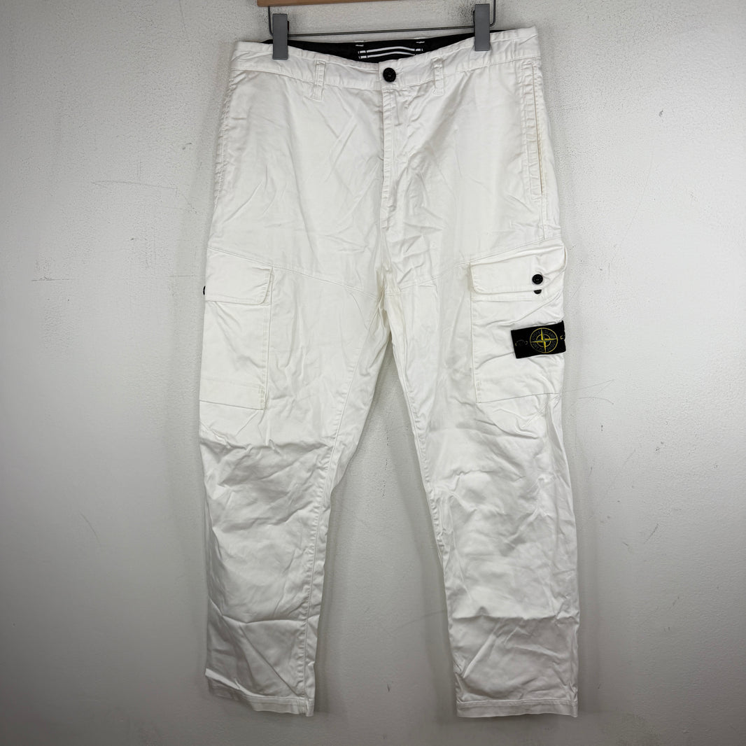Stone Island White Cargo Pants