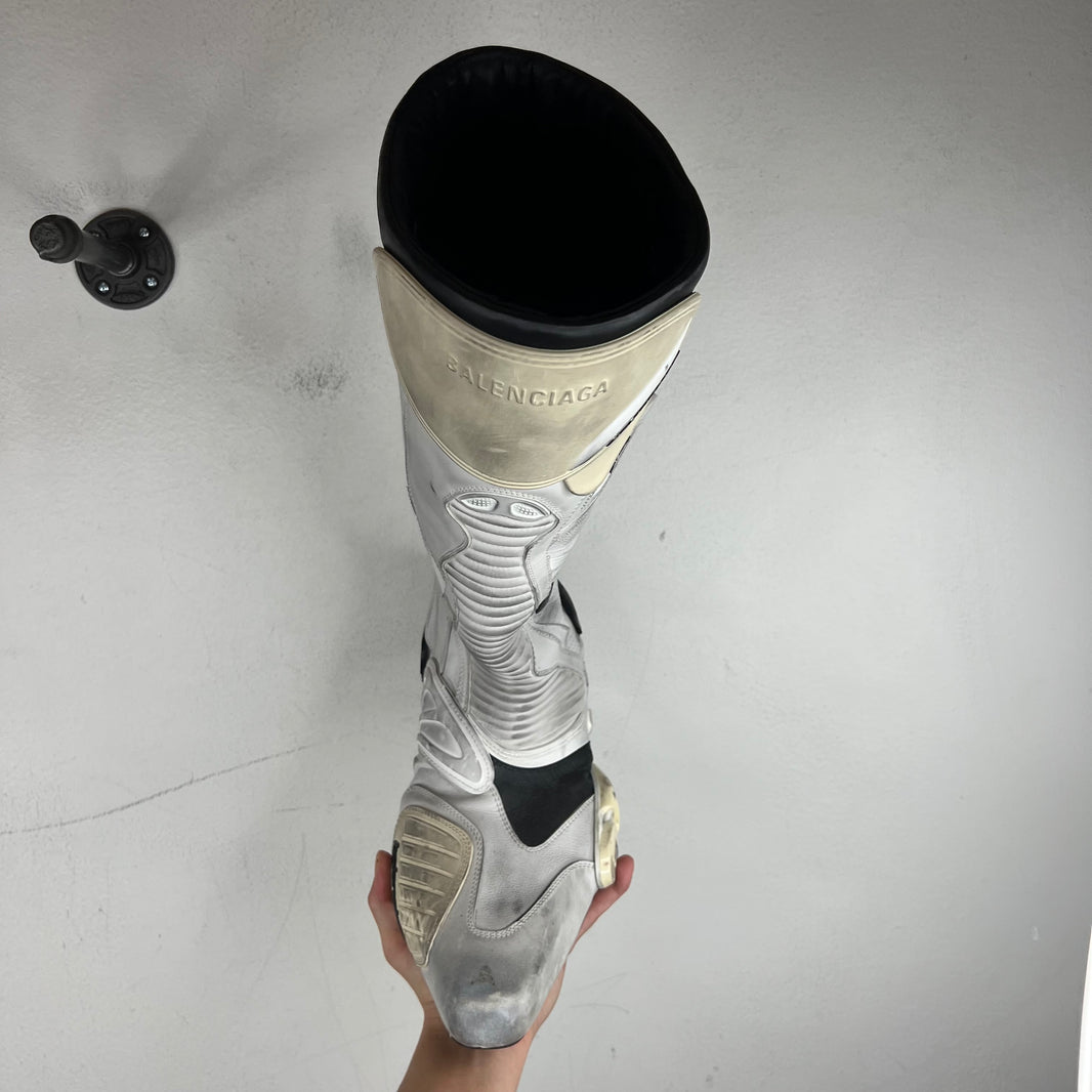 Balenciaga White Biker Moto Boots