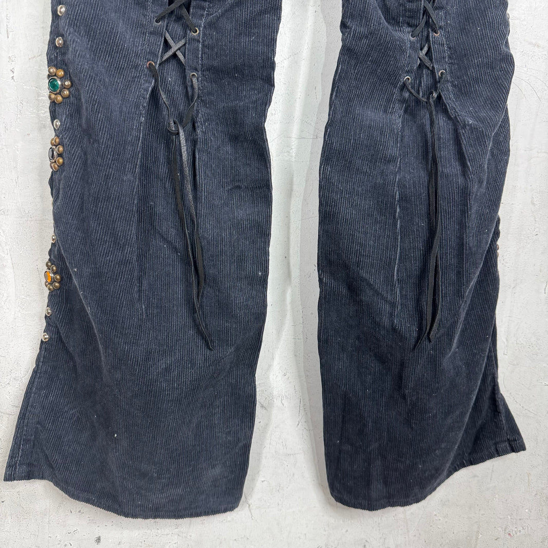 Kapital Corduroy Bondage Laced Gemstone Pants