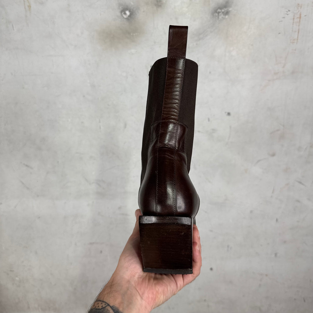 Rick Owens Square Toe Heeled Chelsea Boot