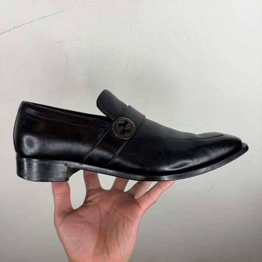 Gucci Black GG Metal Logo Loafers