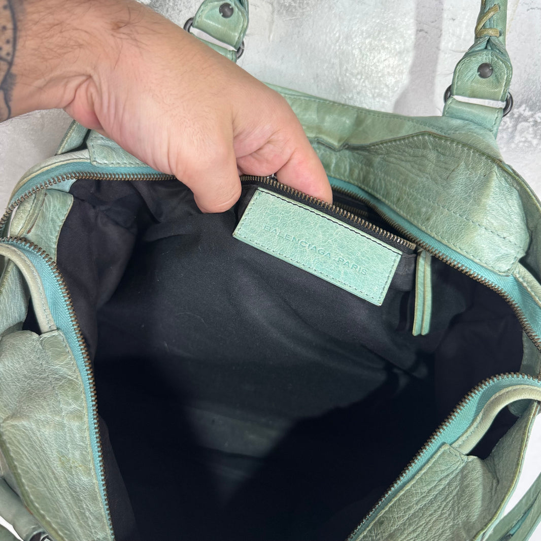 Balenciaga Teal City Bag