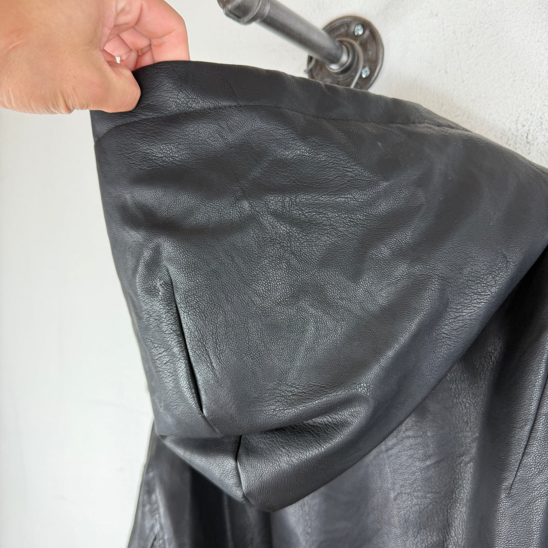 Entire Studios Hooded Faux Leather Bomber Jacket