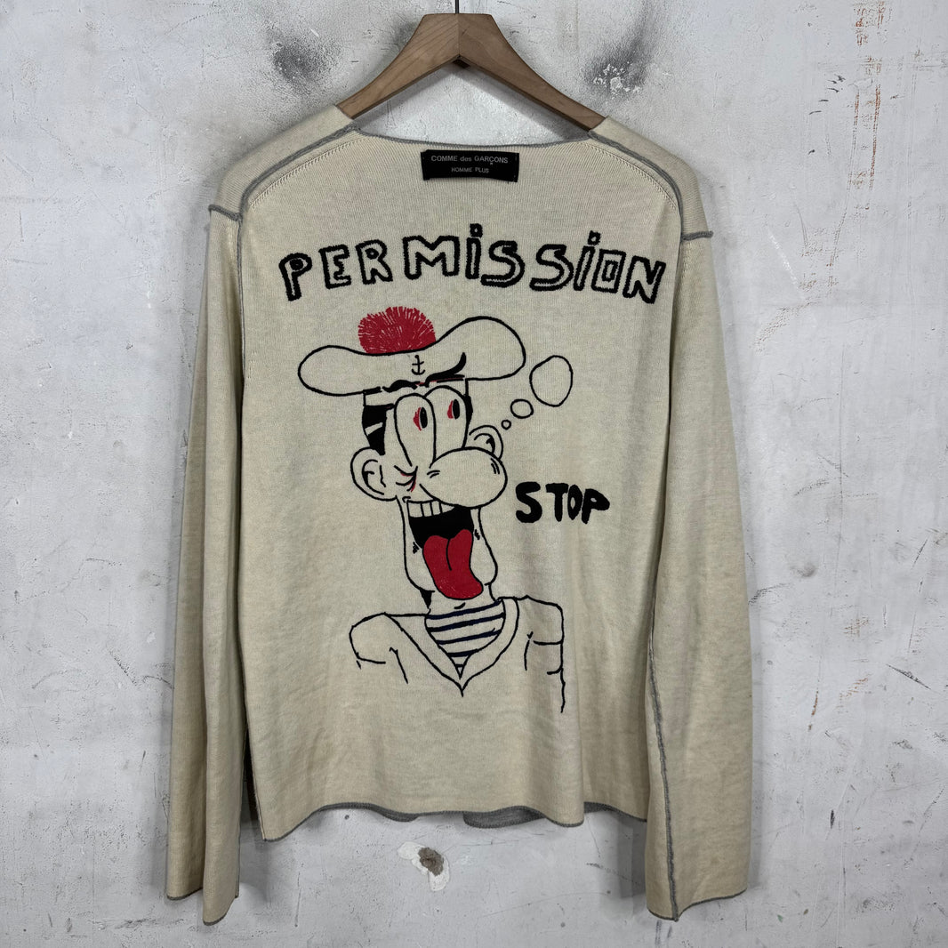 CDG HP "Permission Stop" Reversible Zip Sweater