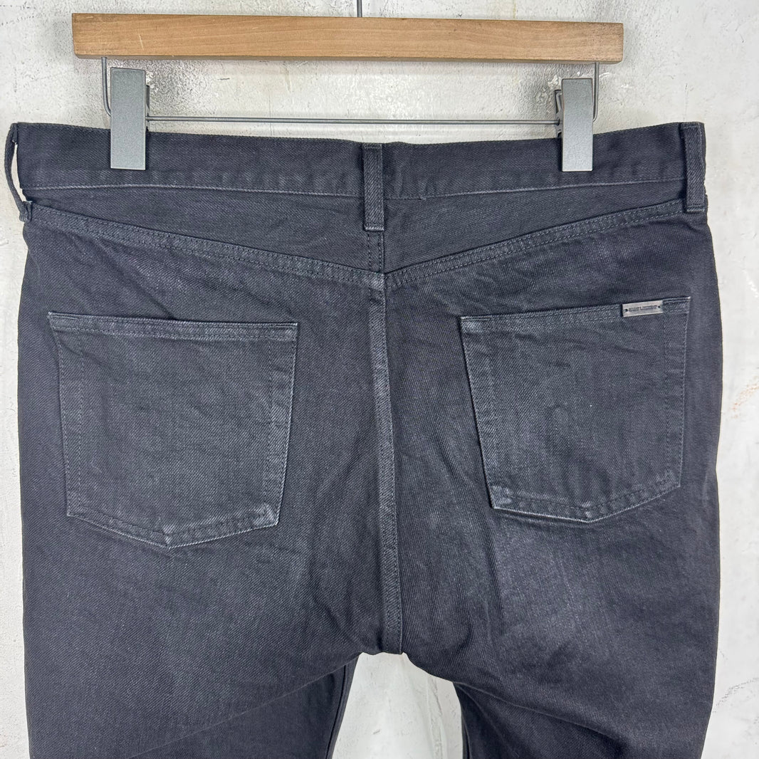 Saint Laurent Black Cutoff Denim Shorts