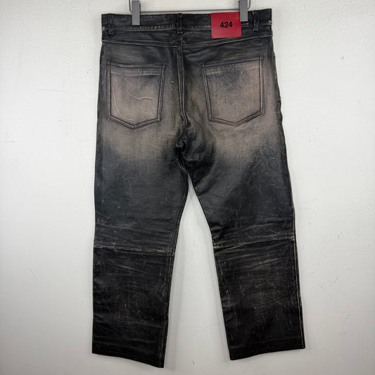 424 Distressed Leather Pants