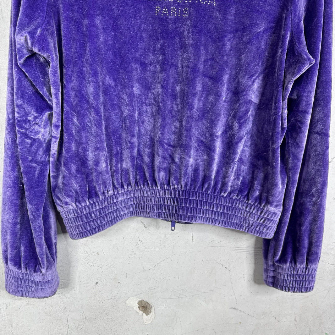 Balenciaga Purple Velour Zip Hoodie