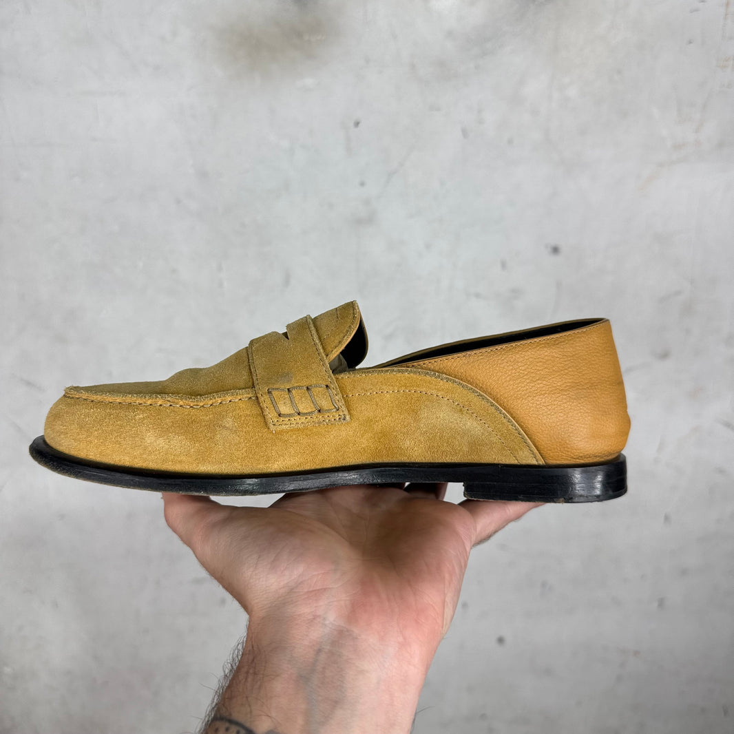 Loewe Tan Suede/ Leather Fold Down Loafers