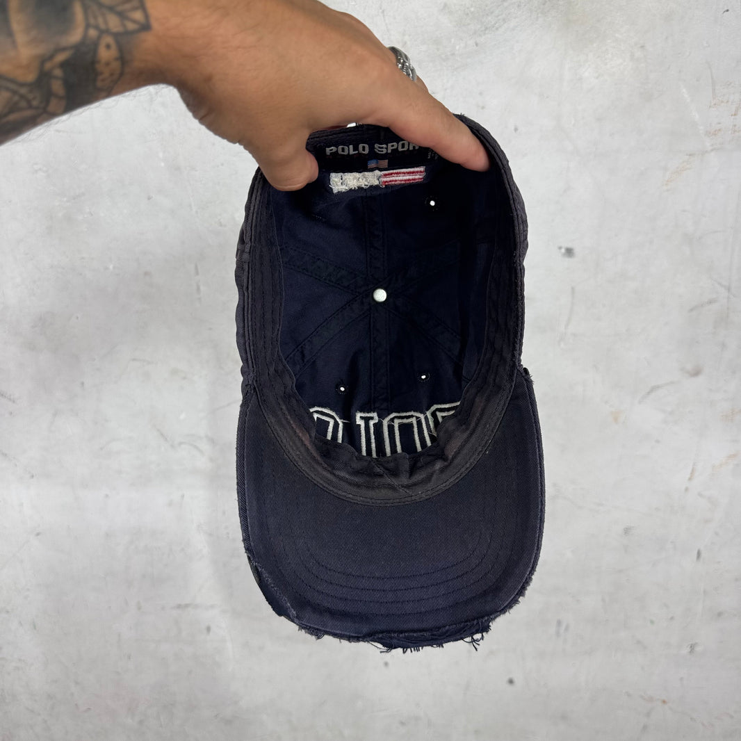 Ralph Lauren Polo Navy  Distressed Fitted Hat