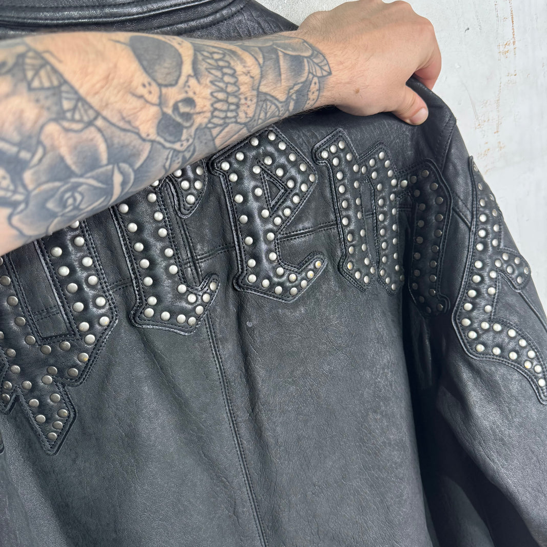 Supreme Pebbled Leather Studded Logo Jacket