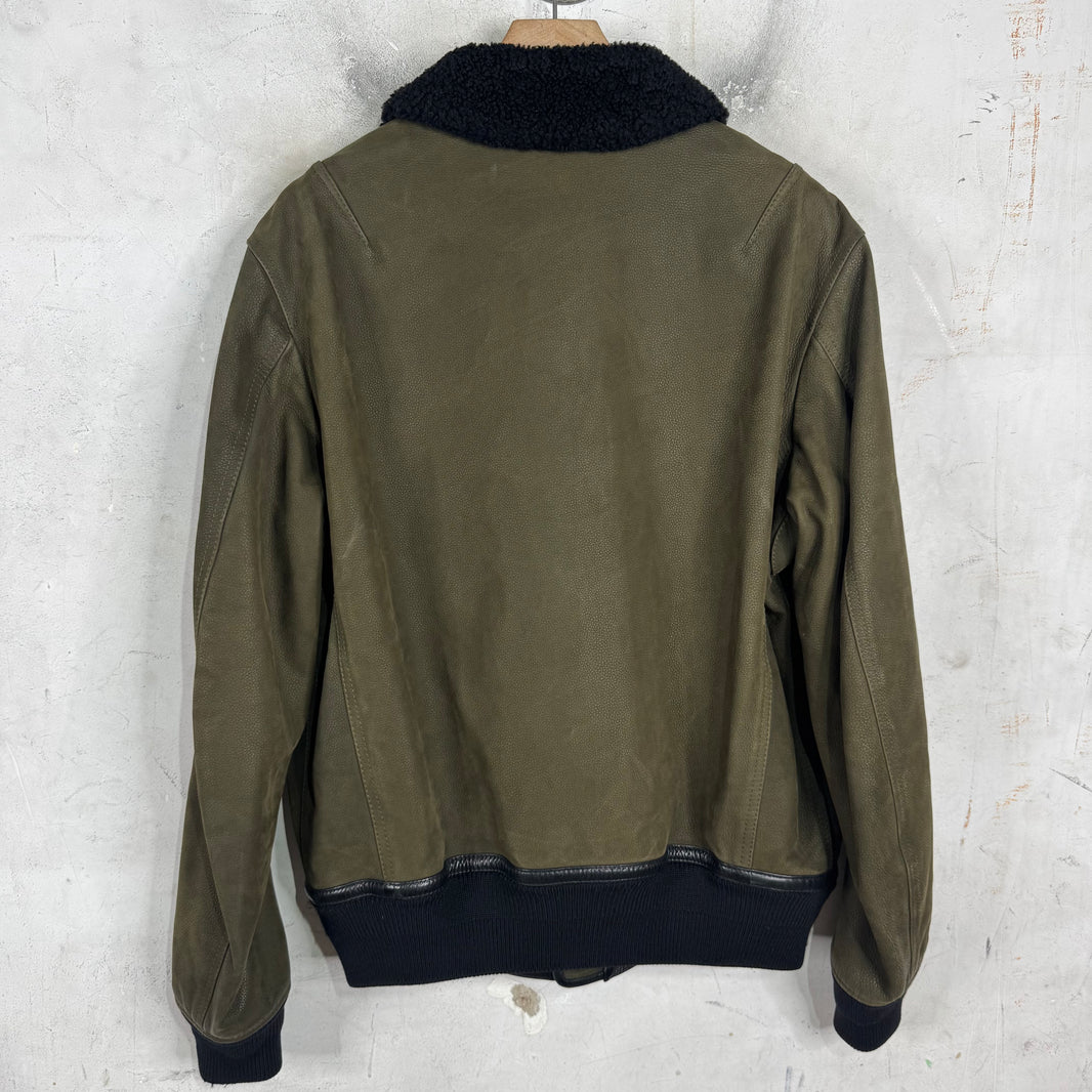 Berluti Shearling Collar Leather Bomber Jacket