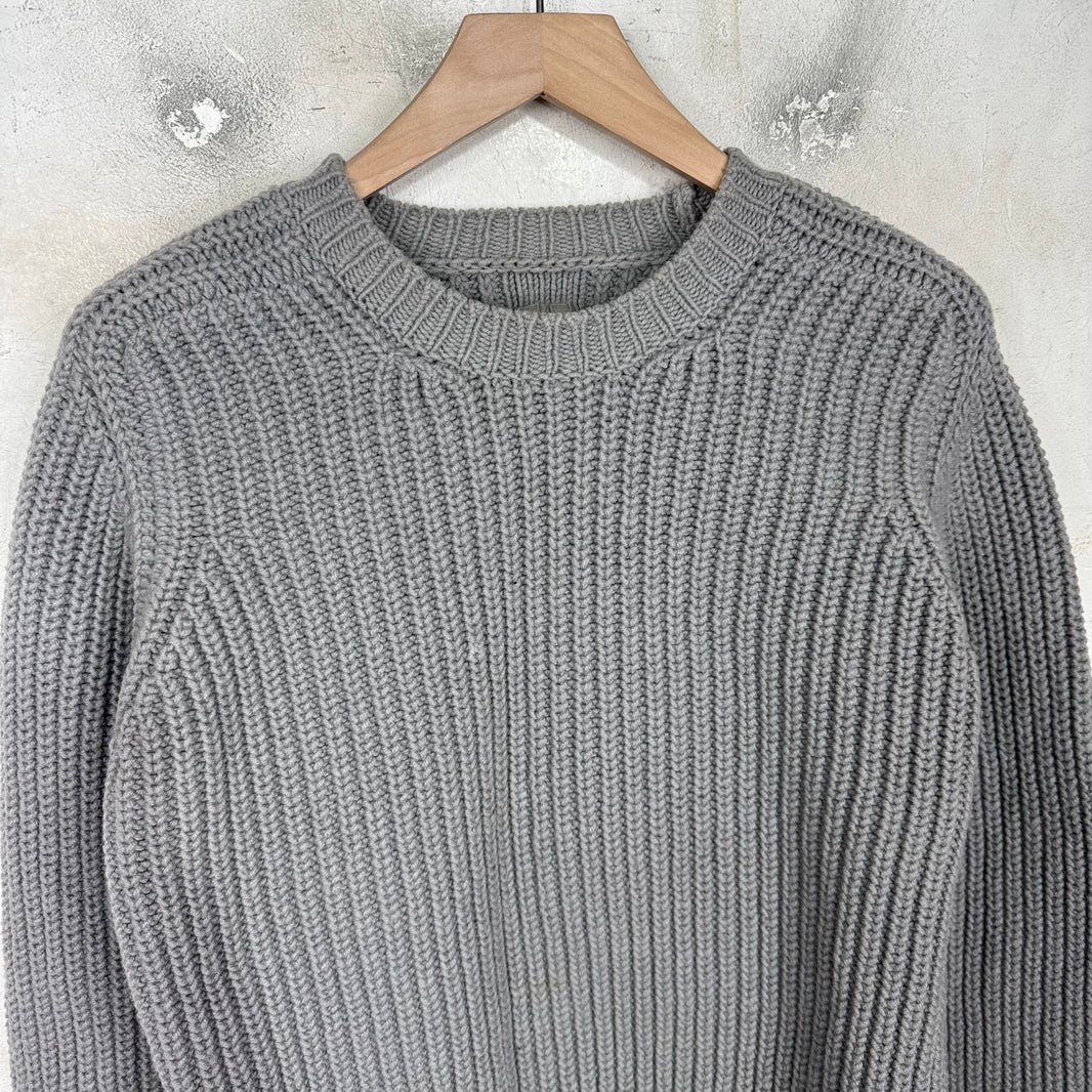 Rick Owens Grey Wool Cable Knit Sweater