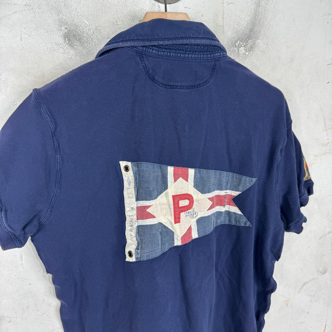 Ralph Lauren Navy Red Big Pony Diagnal Stripe Polo