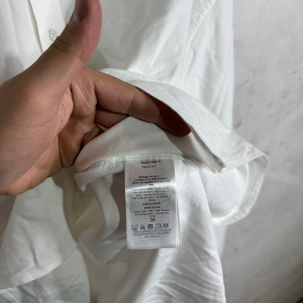 Bottega Veneta White Canvas LS Button Up