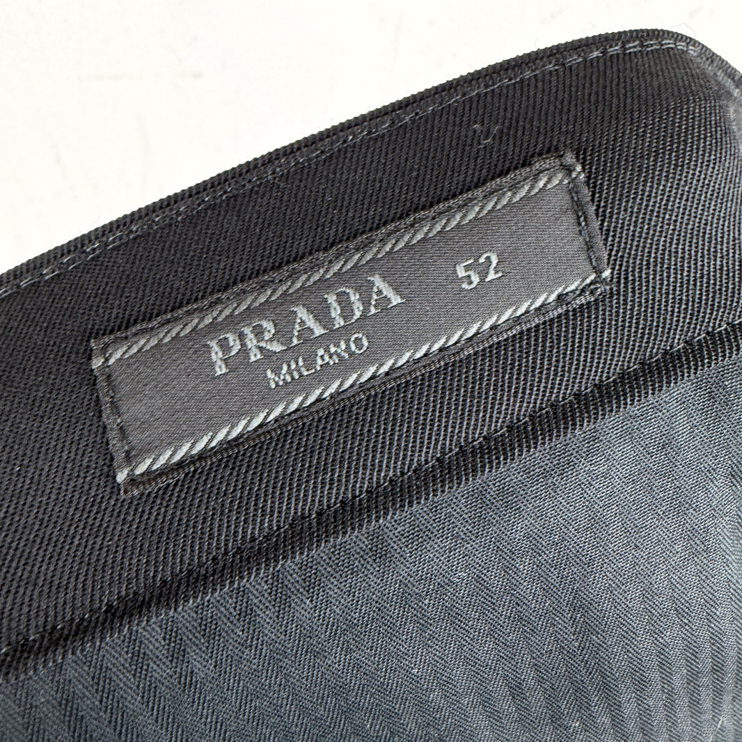 Prada Triangle Badge Inner Satin Baggy Trousers